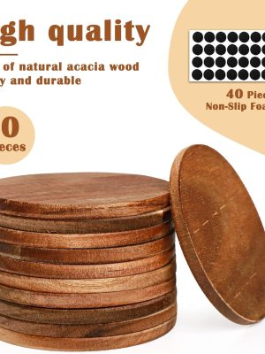 Natural Acacia Wood Drink Coaster Set