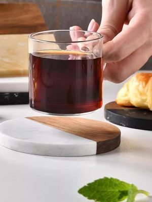 Marble And Acacia Wood Coaster Set