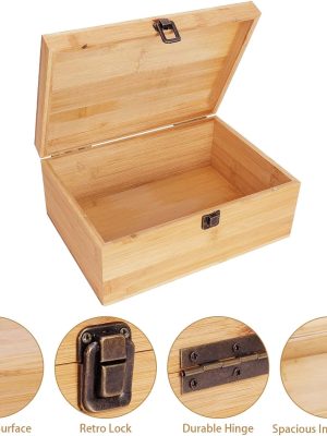 Bamboo Storage Box with Hinged Lid