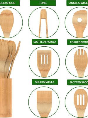 bamboo cooking utensils set 01 (3) Bamboo Cooking Utensil Sets