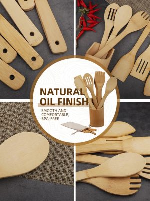 bamboo cooking utensils set 03 (4) Bamboo Kitchen Tool Set