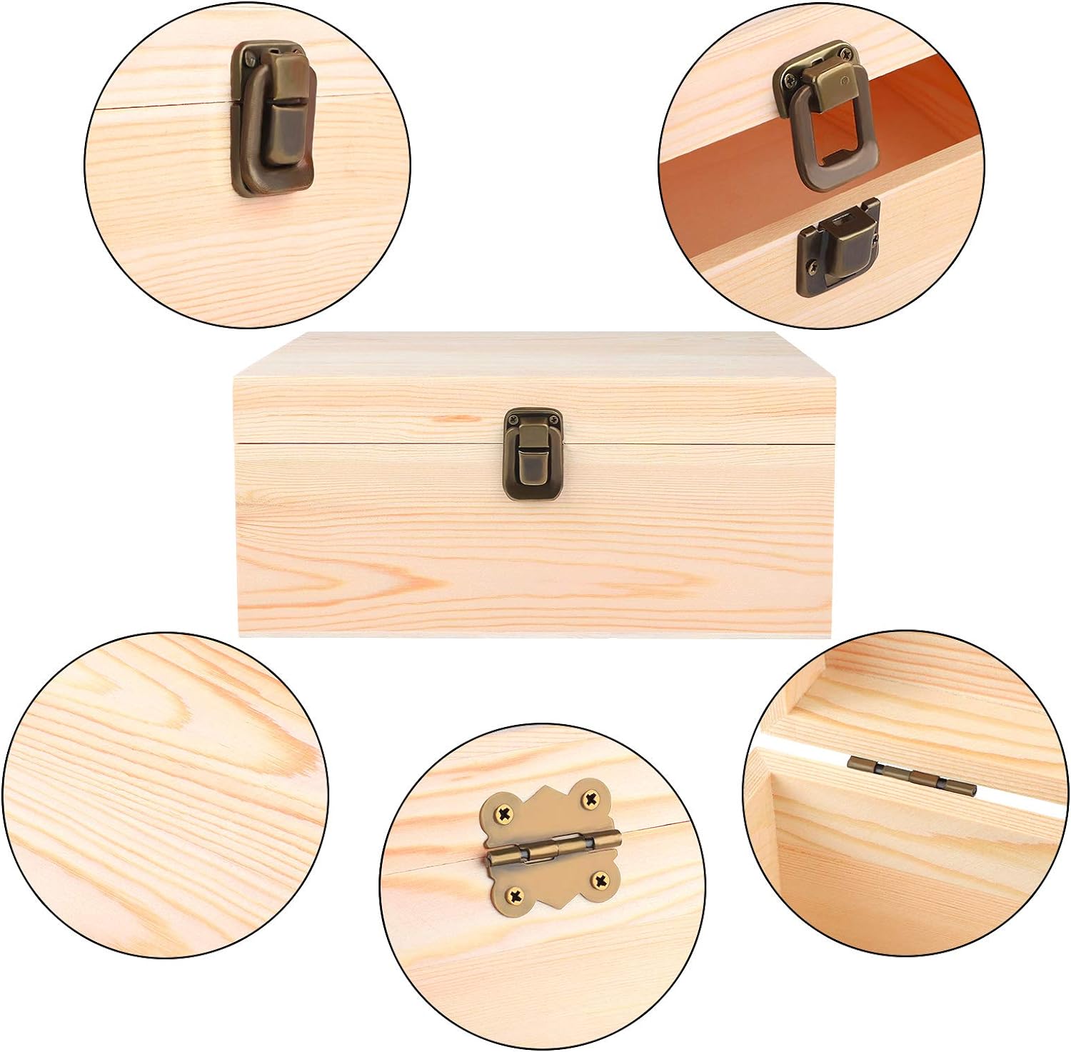 Unfinished Wooden Box with Hinged Lid - Image 6