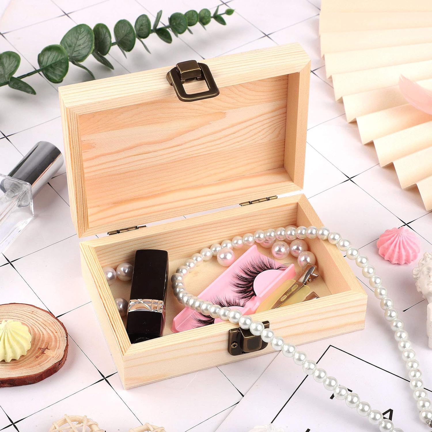 Unfinished Wooden Box with Hinged Lid - Image 5