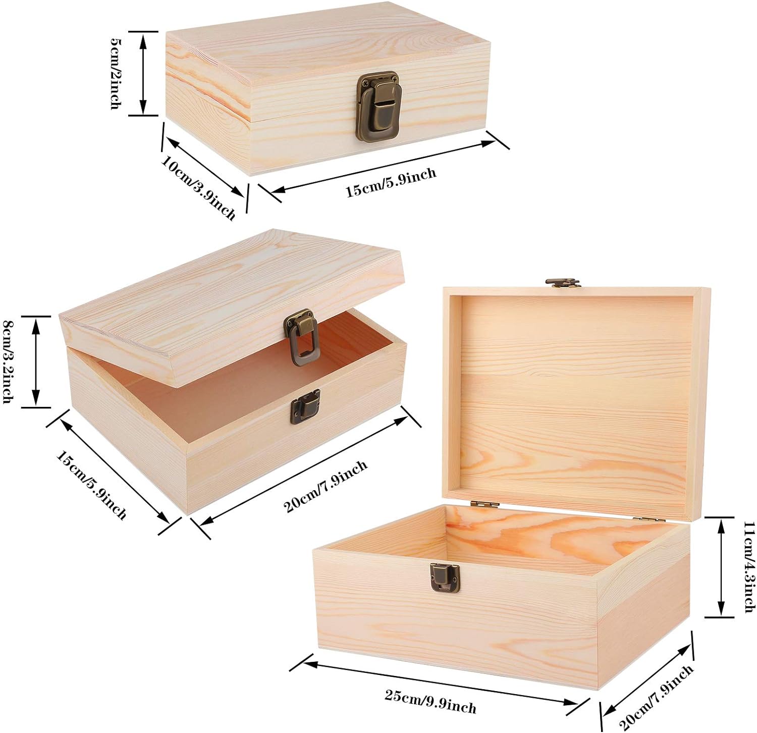 Unfinished Wooden Box with Hinged Lid - Image 4