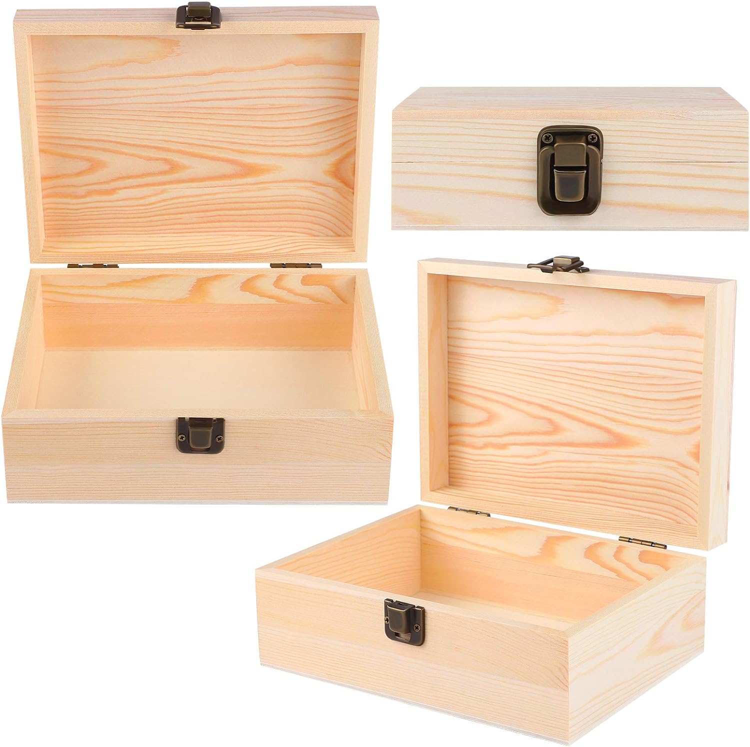 Unfinished Wooden Box with Hinged Lid - Image 3