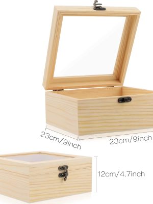 pine wood box 02 (3) Unfinished Wood Gift Box with Acrylic Lid
