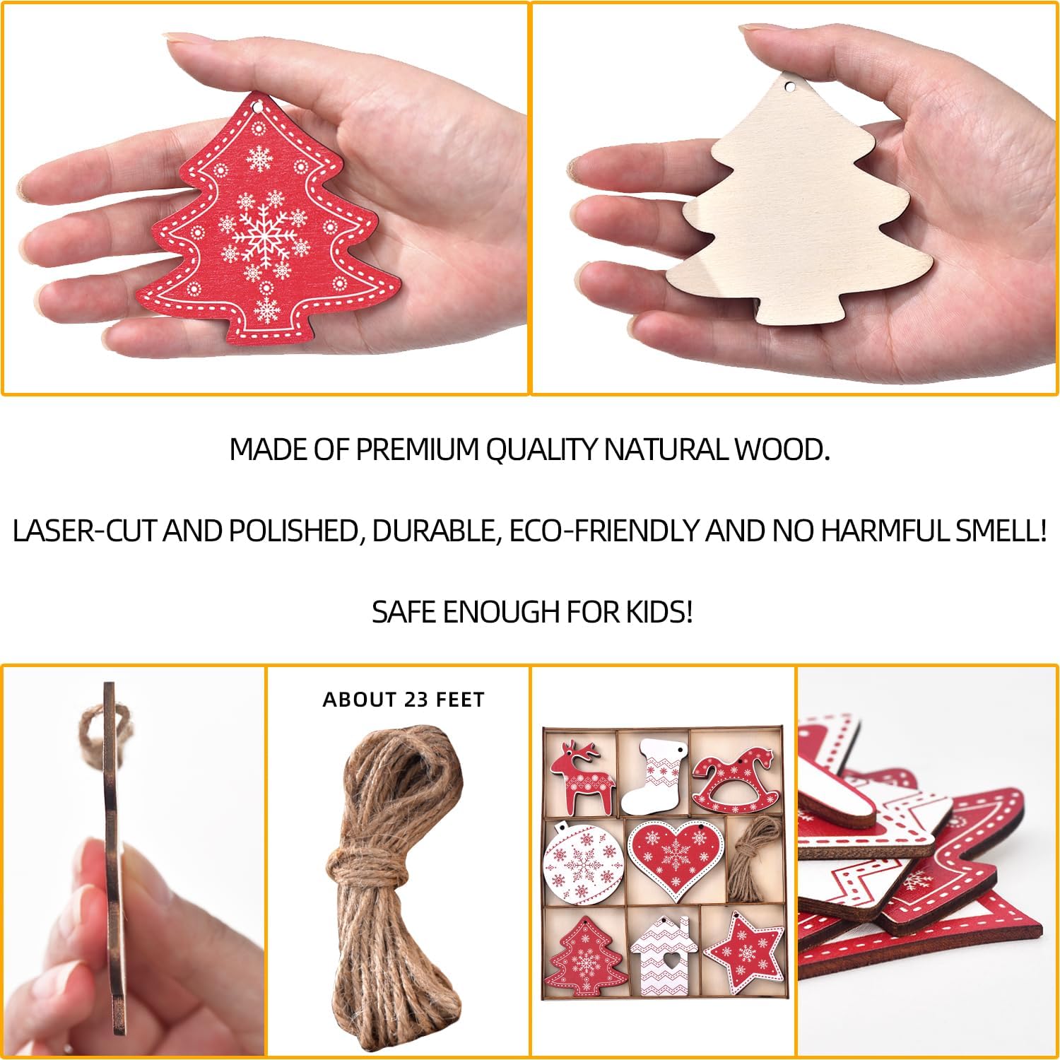 Wooden Christmas Ornaments Hanging Decorations - Image 2