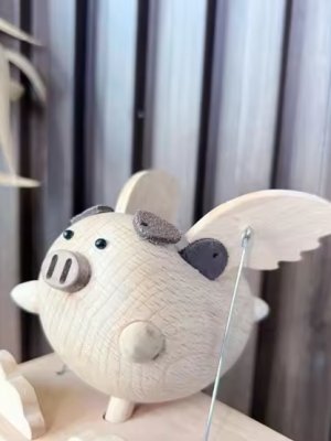 14x20 Magnets Hand-Made Natural Beechwood Pig Toy Safe for Kids Gifts