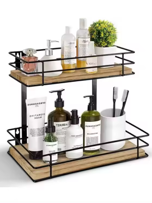 Wood Desk Cosmetic Storage Multi-Function Makeup Organizer at Home Office