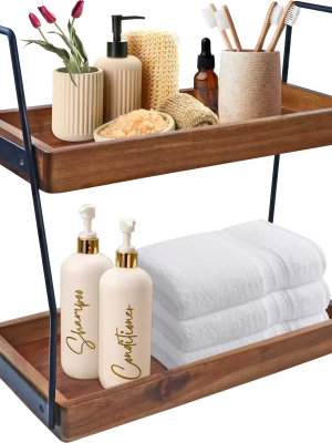 Bamboo makeup hair tools organizer