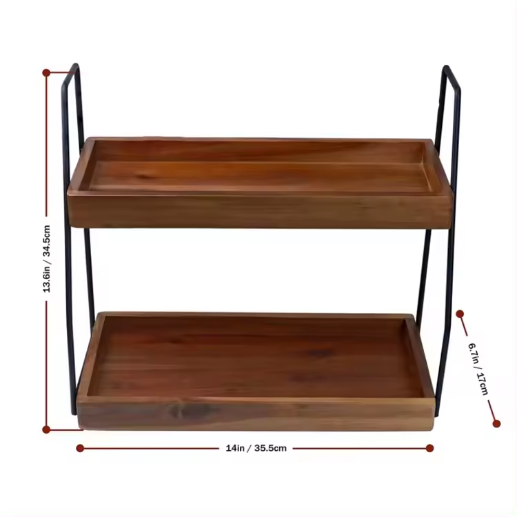 Bamboo makeup hair tools organizer - Image 2