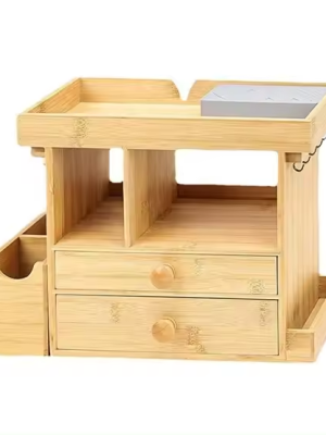 Bamboo Makeup Organizer Cosmetic Jewelry Storage Organizer Multi-Function Make up Box
