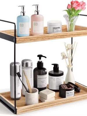 Wooden Bathroom Countertop Organizer