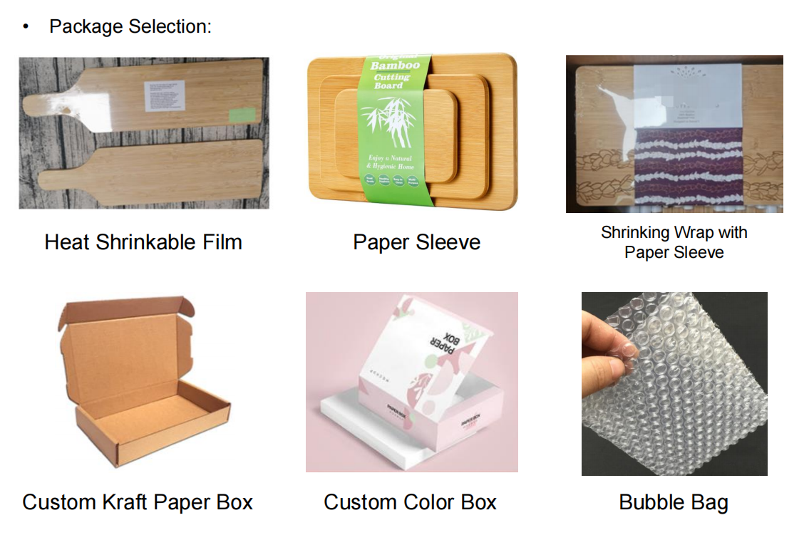 Custom packaging options for cutting boards