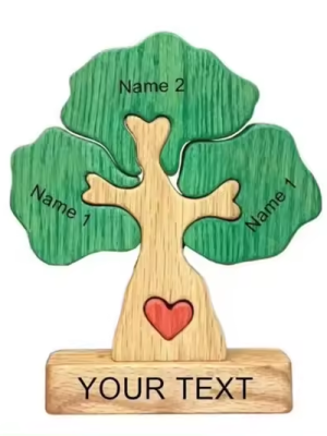 Personalised Anniversary gift green Home decoration DIY Name Puzzle wooden family tree puzzle