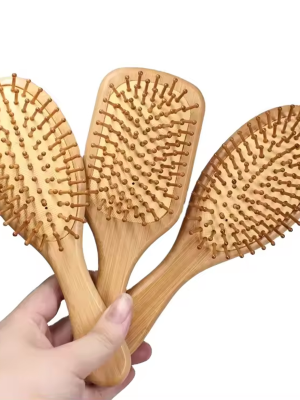 Bamboo Hair Brush Comb Set Natural Wooden Hairbrush Paddle Detangling for Men Women