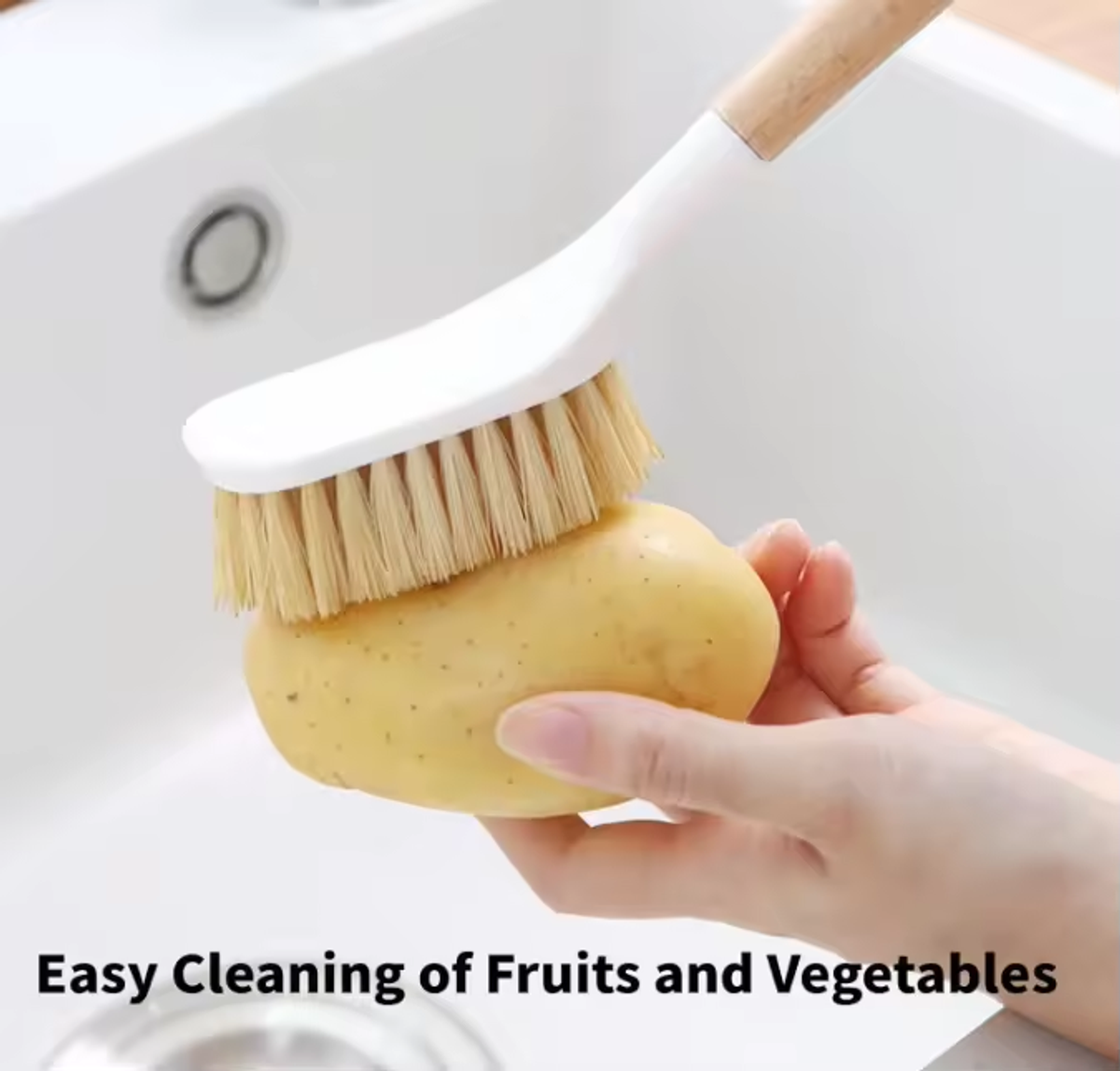 Bamboo Scrub Dish Brush Clean Pan Natural Bristles Palm Pot Brush With Ergonomic Handle For Kitchen Sink Cleaning - Image 4