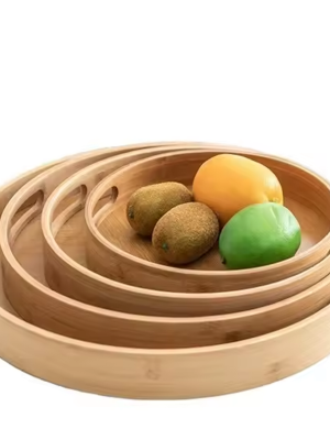 3 Pcs Bamboo Food Storage Tray Set for Serving Breakfast Coffee Tea Organization