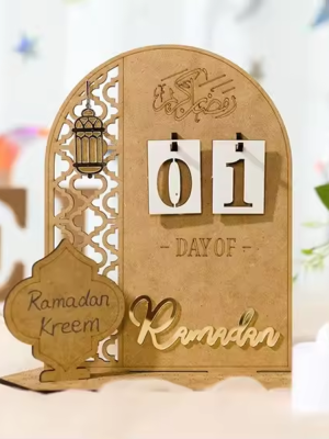 Wooden Ornament 2024 Ramadan Decoration for Home Islam Muslim Party Décor
