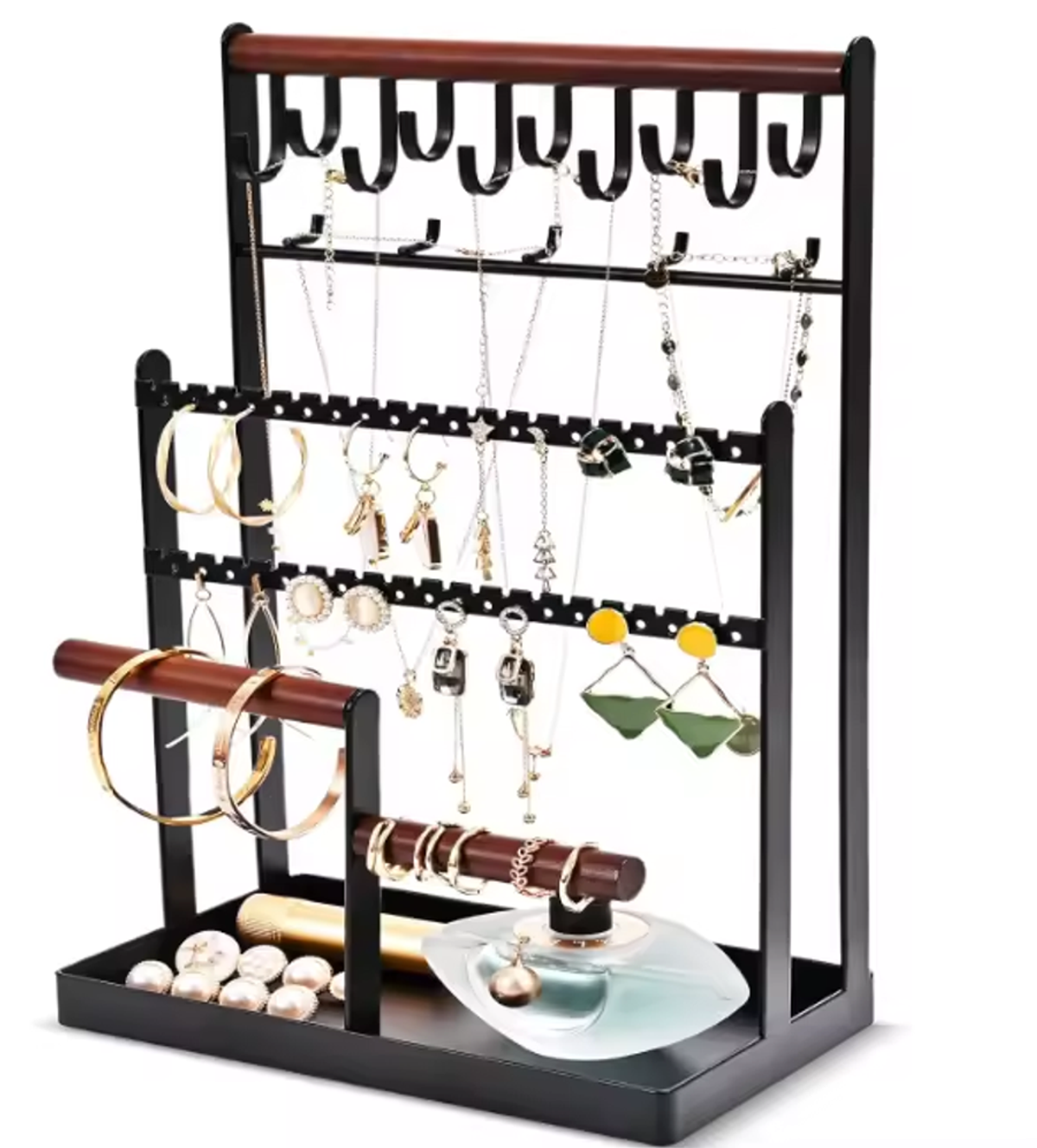 Wooden Display Jewelry Accessory Stand Jewelry Bracelet Holder Bangle Watch Necklace Storage Jewelry Box Organizer