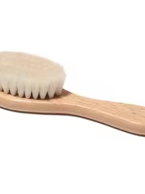 Natural Wood Bristle Hair Brush, Gentle Massage, Pear Wood Handle, for All Hair Types, Rounded Wood Pins, Anti-Static
