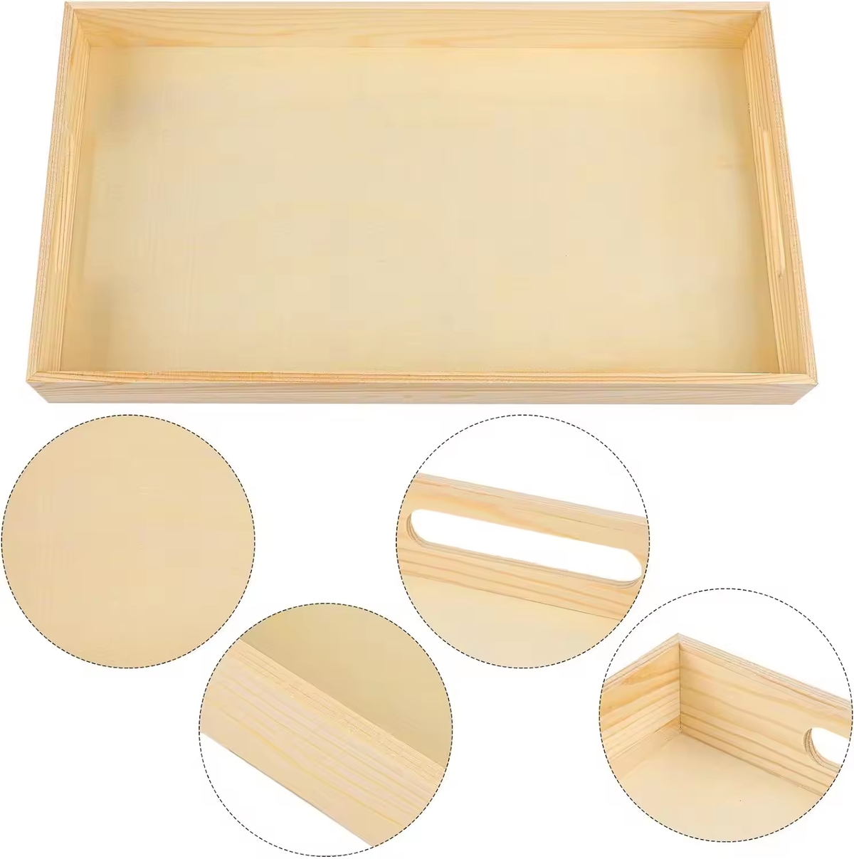 Rectangular Natural Bamboo Tray Serving Platter for Coffee Table Functional Ottoman Tray