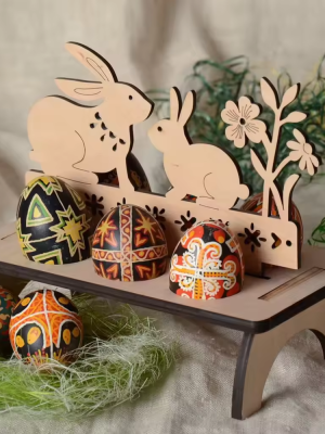 DIY Creative Tabletop Wooden Bunny Rabbit Christmas Stand Holder Craft