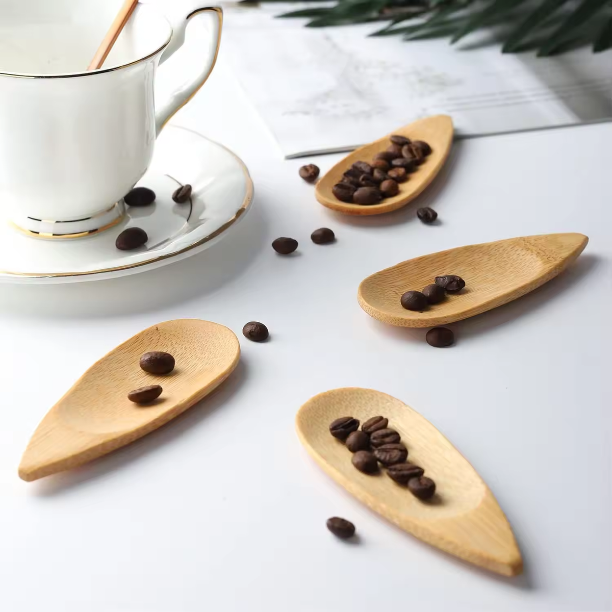 Wholesale Wood Coffee Scoops in Beech Measuring Spoons Set Ground Coffee Scoop 1/2 Tablespoon Tea Spoon - Image 2