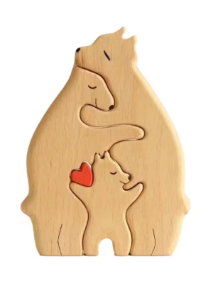 Customize wooden cutout Crafts bears family puzzle gift DIY wooden Craft shapes