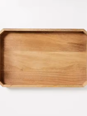 Eco Friendly Customized Restaurant Food Serving Tray Tea Fruit Plates Hotel Breakfast Bamboo Wooden Rolling Tray