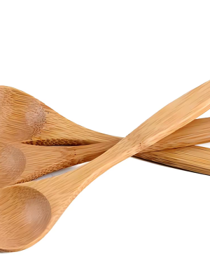 Wooden Honey Spoon (4) Custom Logo Engraved Eco-Friendly Reusable Bamboo Spoon Tableware Scoop Coffee Honey Tea Jam Stirrer Spoon