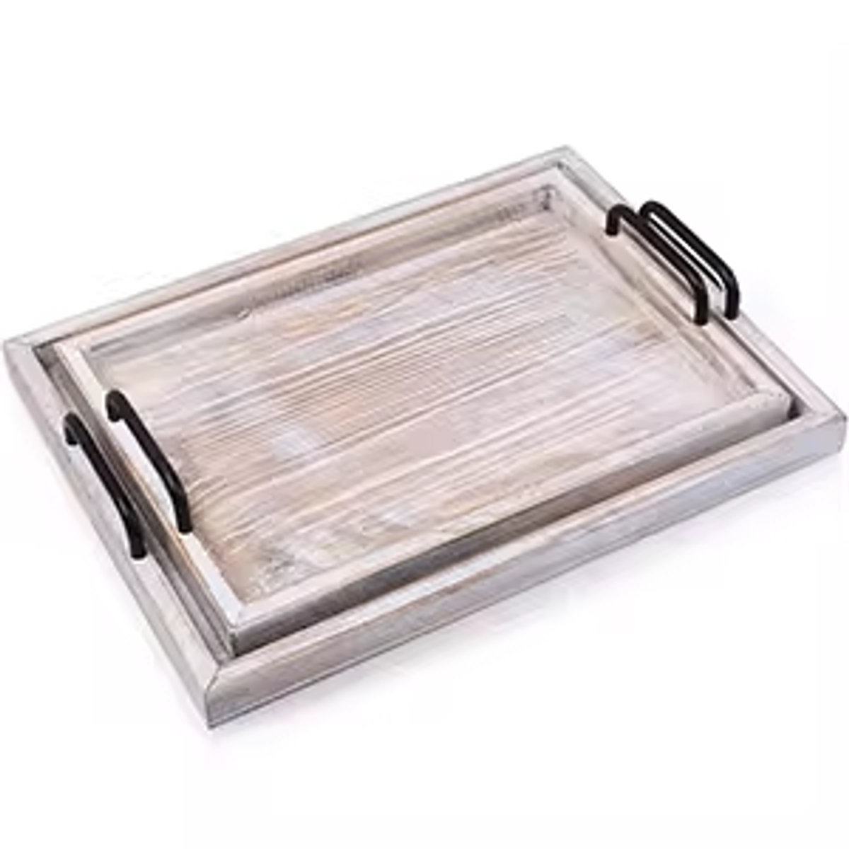 Wooden Serving Tray with Metal Handle In Food Drinks Tray for Breakfast Dinner Decorative Storage Tray for Kitchen