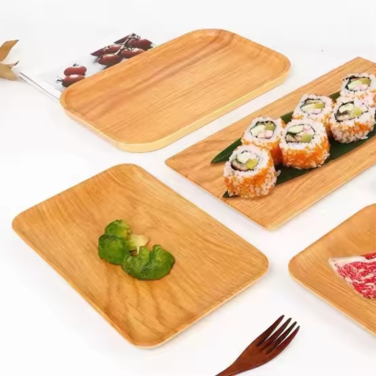 Food Preservation Tray Solid Wood Serving Plate Rustic Dessert Tray Coffee Tea Pllate wooden trays serving - Image 5