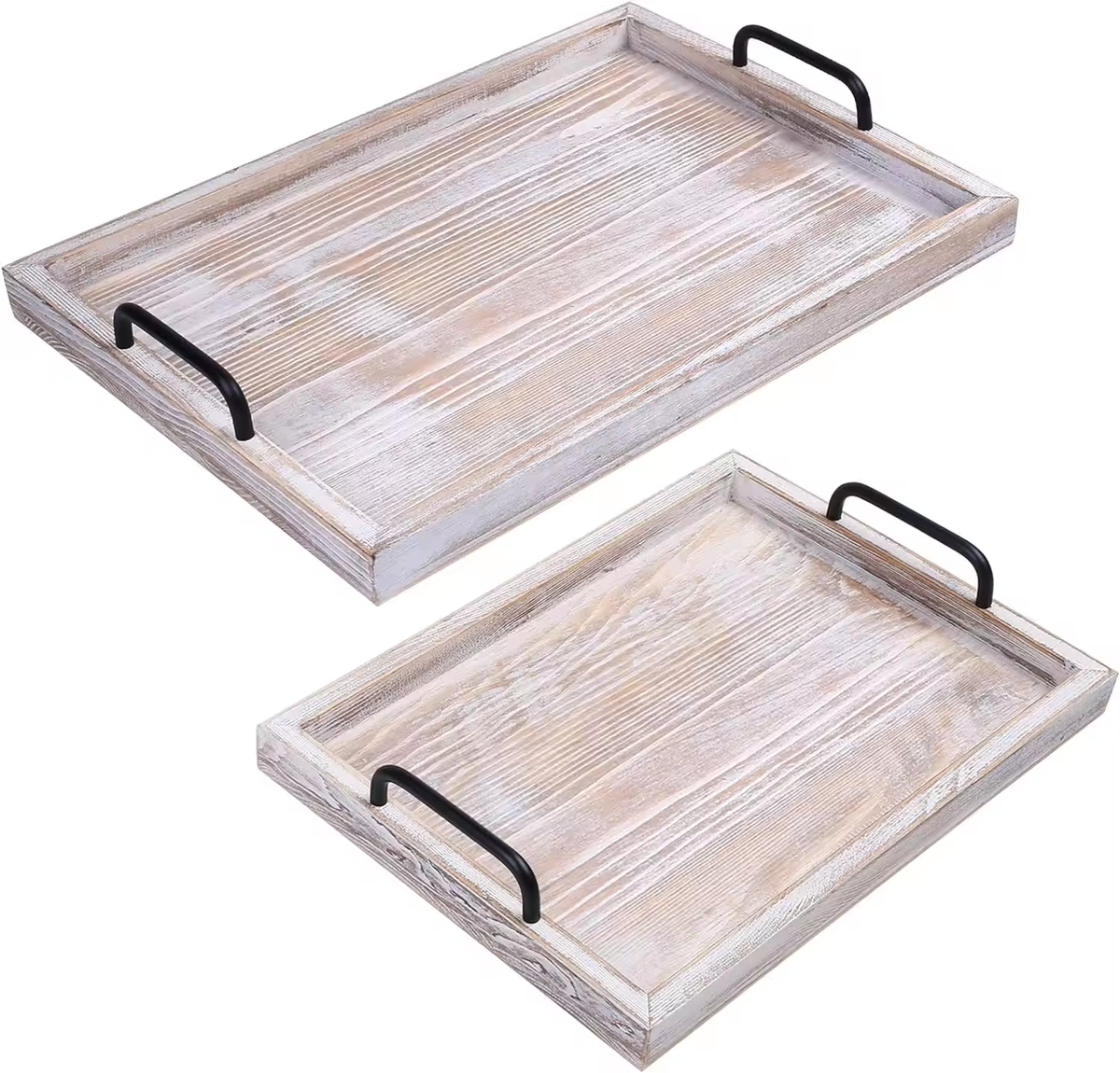 Wooden Serving Tray with Metal Handle In Food Drinks Tray for Breakfast Dinner Decorative Storage Tray for Kitchen - Image 2