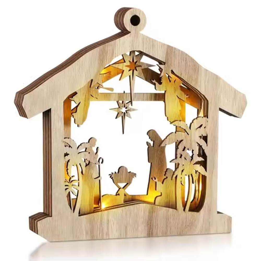 Christmas Nativity Scene Ornament Wooden Nativity Set Christmas Ornament