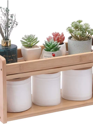 Bamboo storage organizer for counter top bathroom storage rack