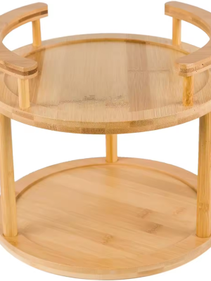 Bamboo Wood Solid 360 Rotating Desktop Storage Rack Kitchen Seasoning Racks Cosmetics Rotating Storage Shelves