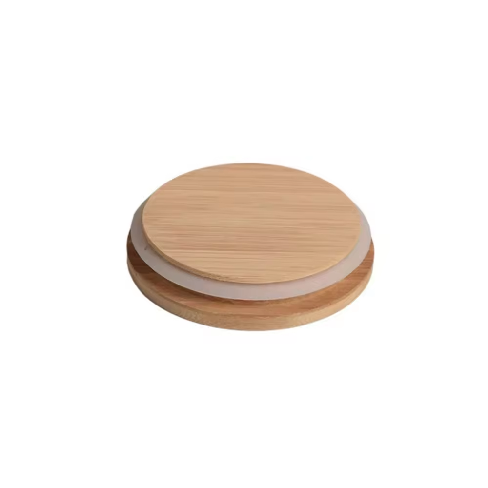 Wanuocraft Eco friendly Kitchen Accessory Custom Logo Bamboo Wood Lid For Glass Candle Jar