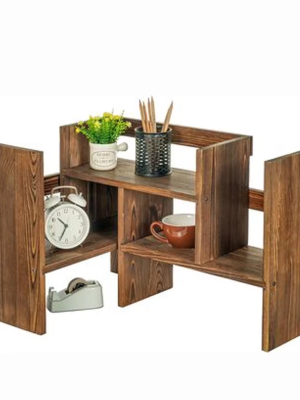 Adjustable Wooden Desktop Organizer Shelf