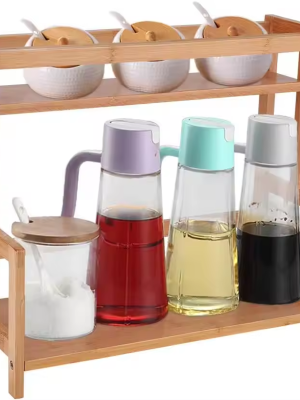Desktop Storage Rack (1) Wooden Desktop Storage Rack Double-Layer Desktop Storage Shelf Folding