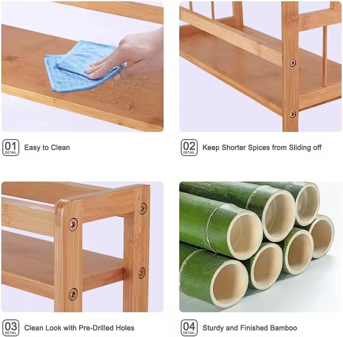 Wooden Desktop Storage Rack Double-Layer Desktop Storage Shelf Folding - Image 5