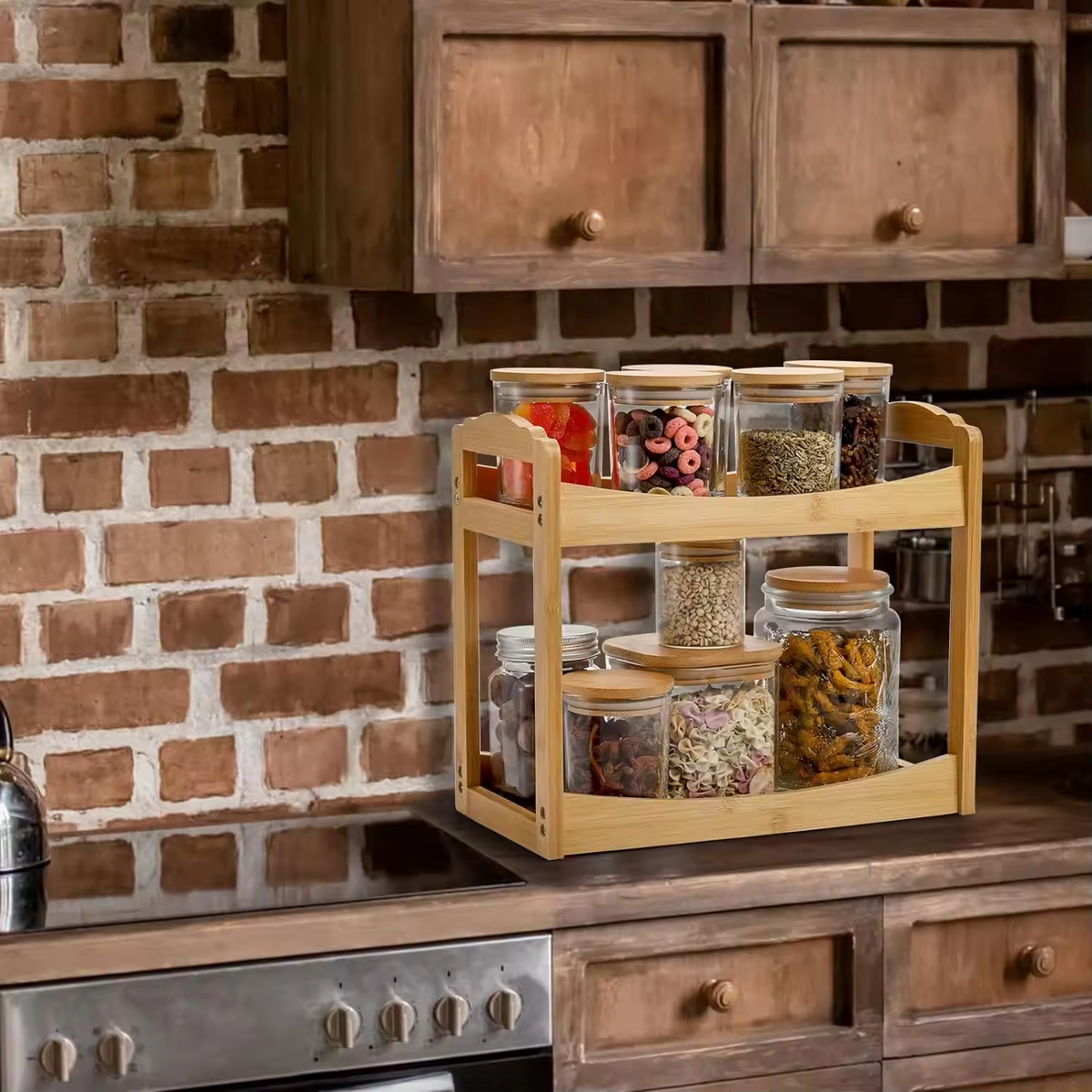 Desktop Storage Rack Bamboo wood Fruit Rack - Image 3