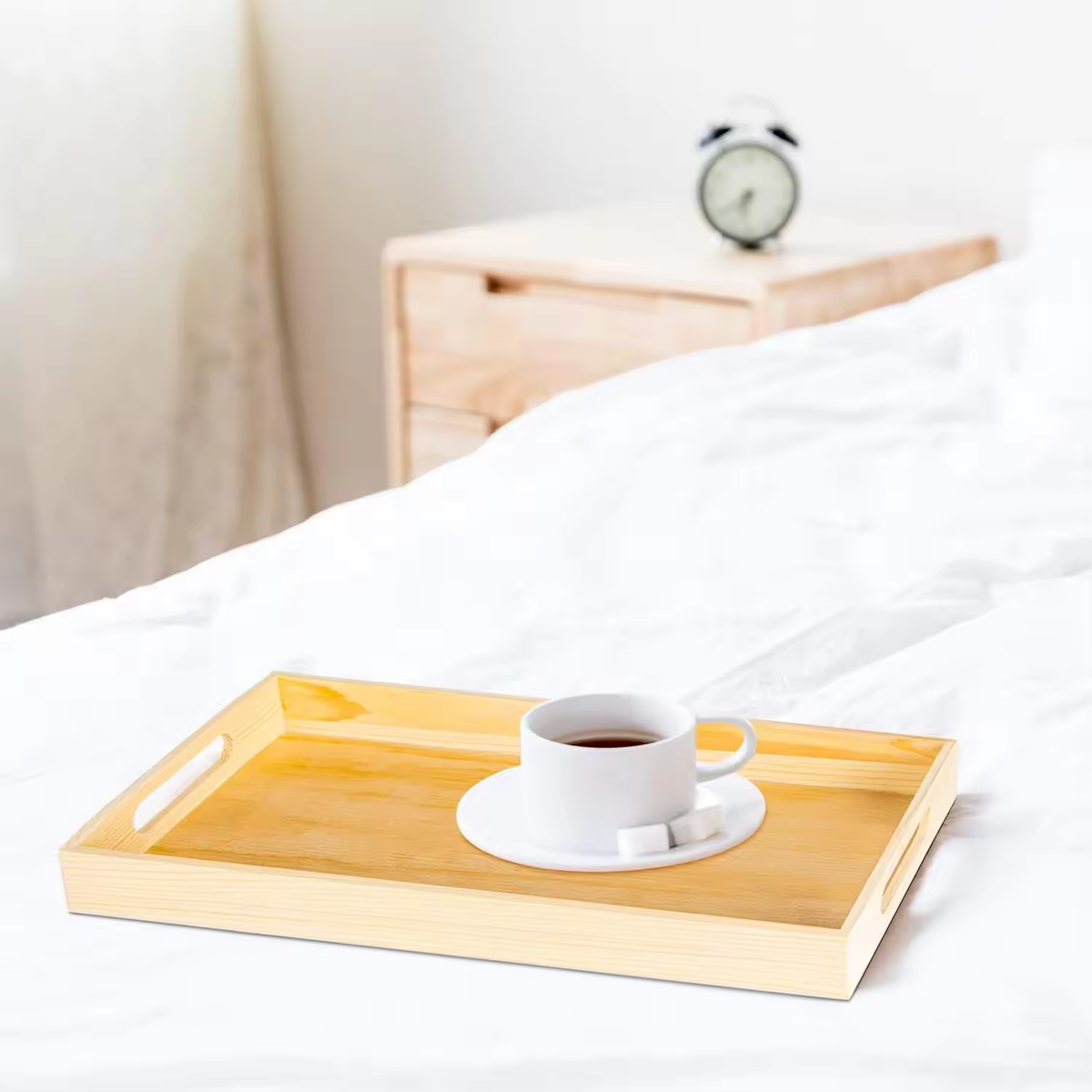Unfinished cheap pine wood serving trays rectangle custom natural wooden tray wholesale - Image 6
