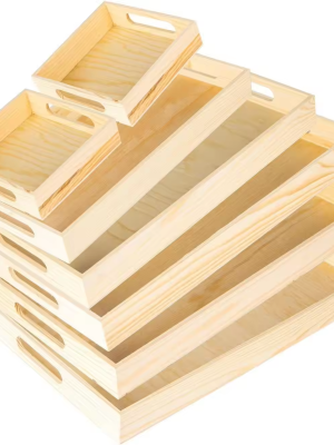 Unfinished cheap pine wood serving trays rectangle custom natural wooden tray wholesale