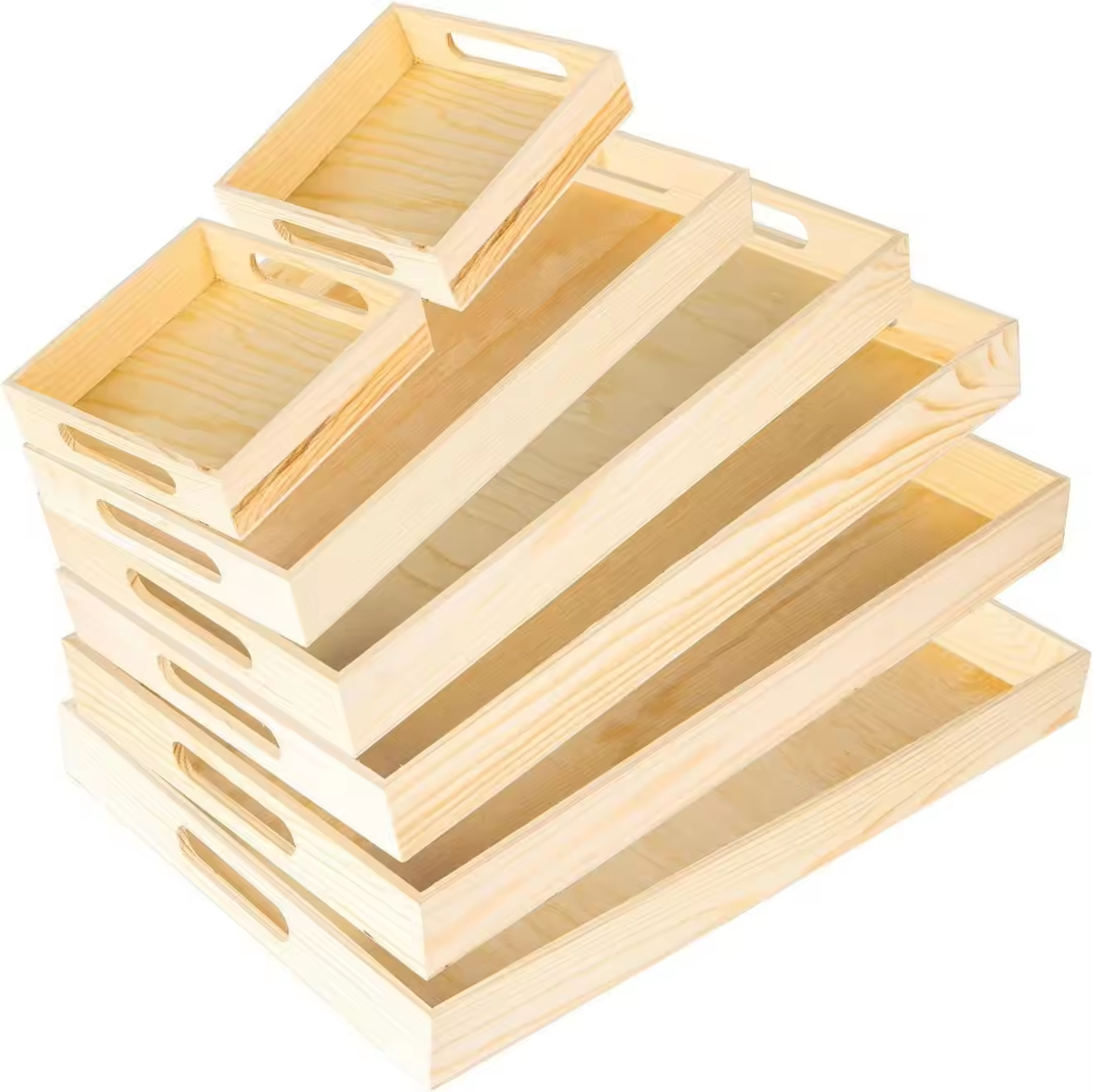 Unfinished cheap pine wood serving trays rectangle custom natural wooden tray wholesale