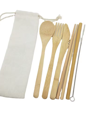 Solid Bamboo Cutlery Set (3) Solid Bamboo Cutlery Set Individual Straw Spoon Chopstick Wooden Spoon Set With Roll Up Case