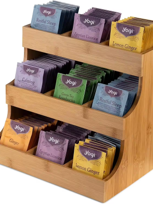 Wholesale Portable Natural Bamboo & Wooden Tea Bag Box Organizer with 9 Sections