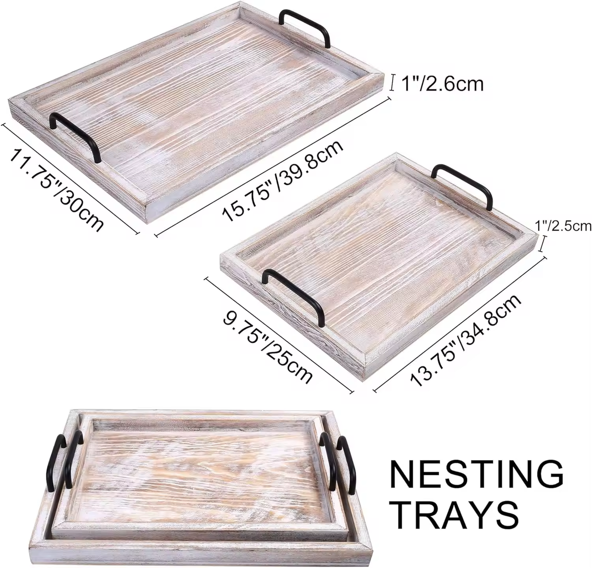 Unfinished cheap pine wood serving trays rectangle custom natural wooden tray wholesale - Image 2