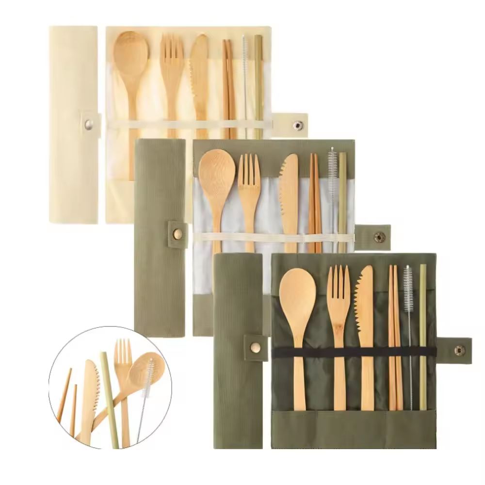 Wooden Forks and Spoons Knives Bamboo Cutlery Set Wood Flatware Sets For Travel Camping Kitchen Eating Dinner Parties Home - Image 2