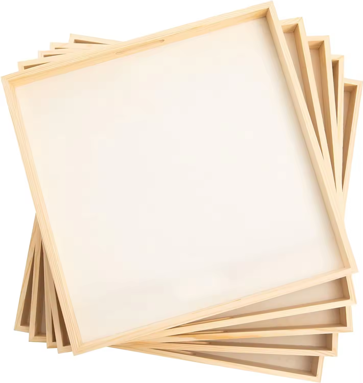 Wooden Nested Serving Trays - Set of 5 Unfinished Trays with Cut-Out Handles for Crafts